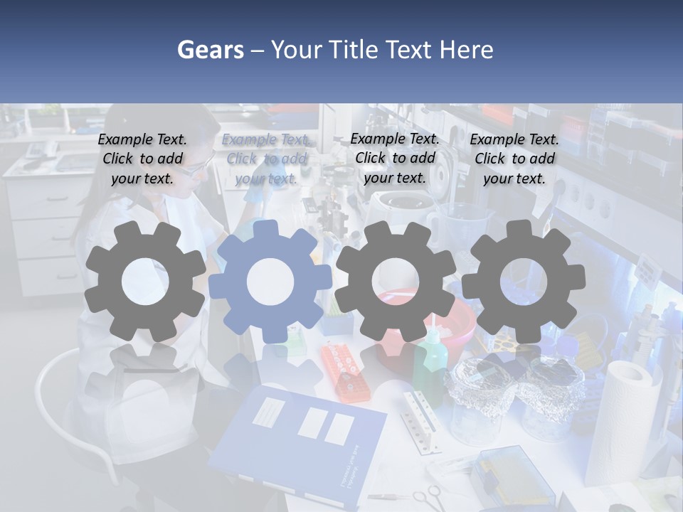 A Woman In A Lab Coat Is Doing Something PowerPoint Template