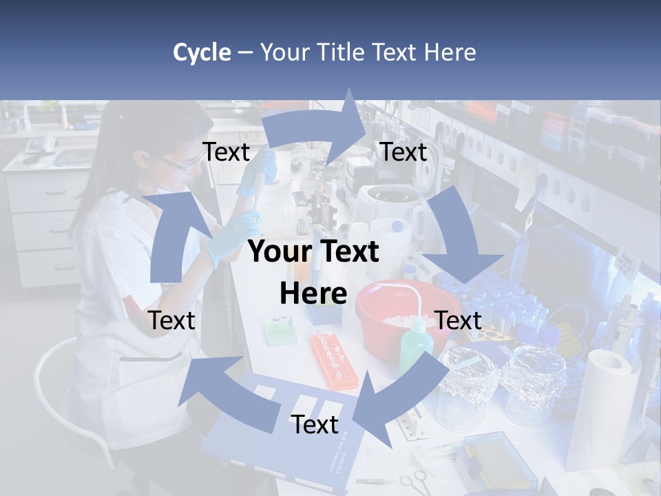 A Woman In A Lab Coat Is Doing Something PowerPoint Template
