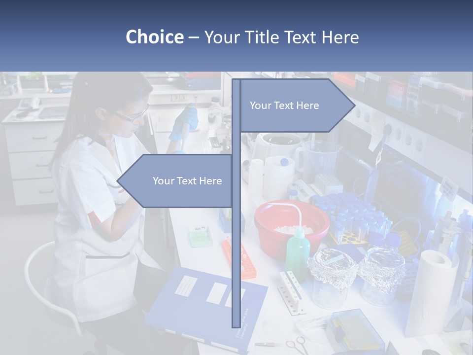 A Woman In A Lab Coat Is Doing Something PowerPoint Template