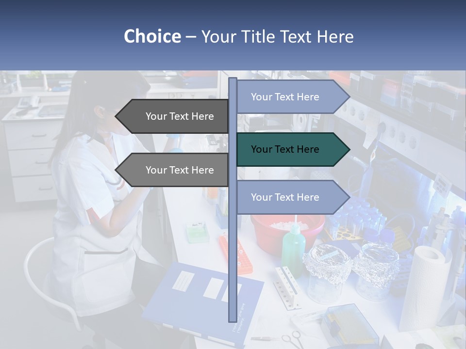 A Woman In A Lab Coat Is Doing Something PowerPoint Template