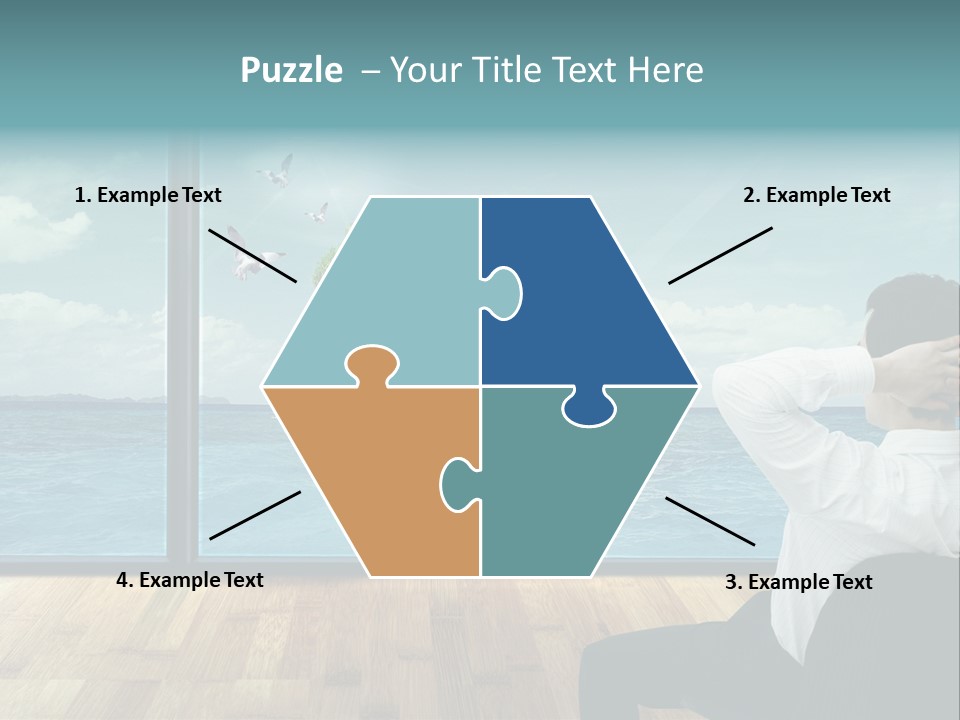 A Man Sitting On A Chair Looking Out At The Ocean PowerPoint Template