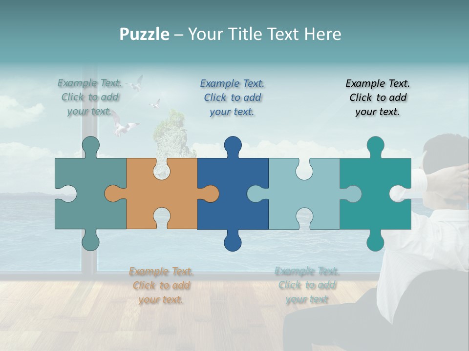 A Man Sitting On A Chair Looking Out At The Ocean PowerPoint Template