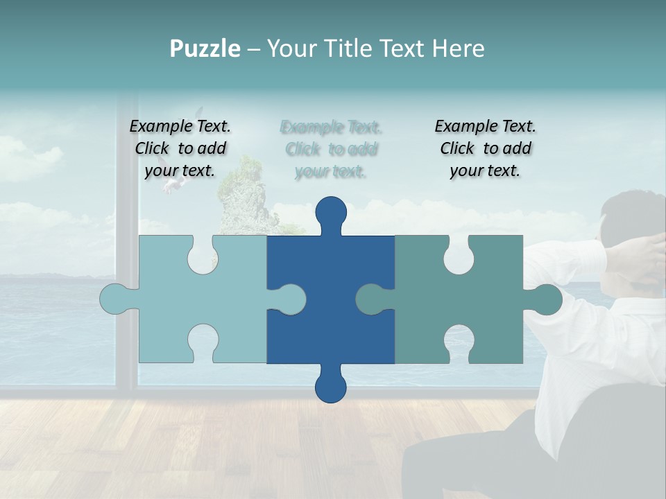 A Man Sitting On A Chair Looking Out At The Ocean PowerPoint Template