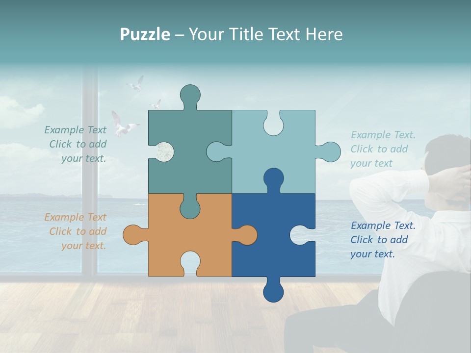 A Man Sitting On A Chair Looking Out At The Ocean PowerPoint Template