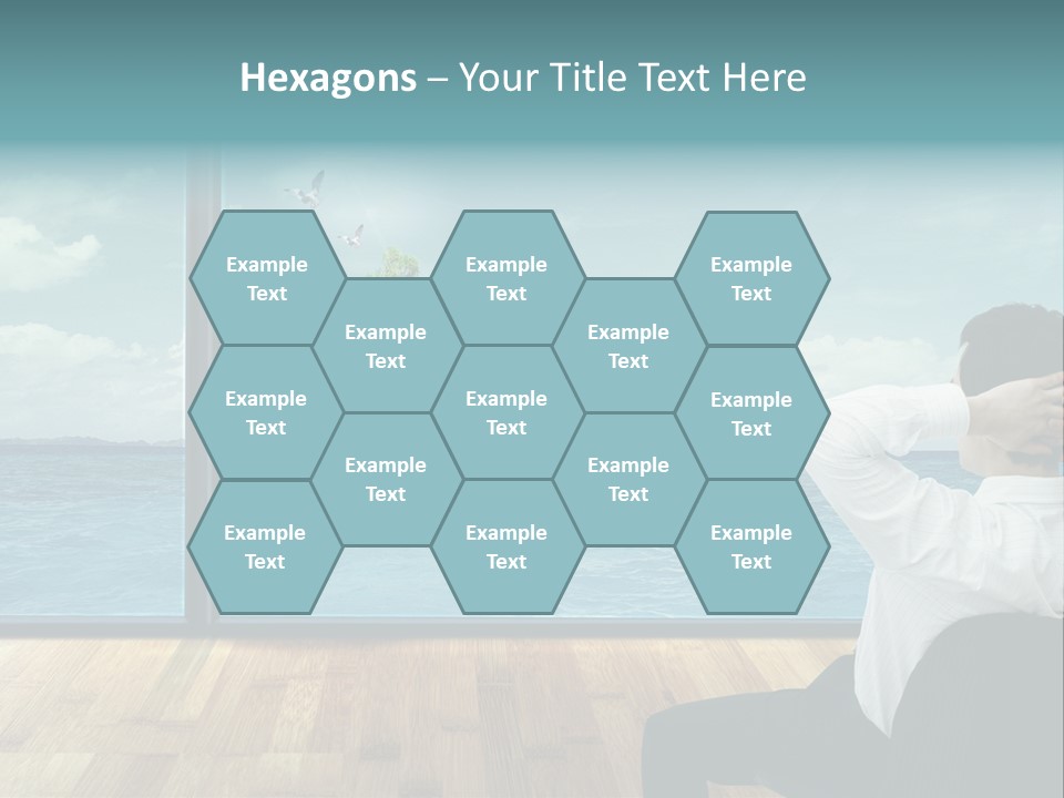 A Man Sitting On A Chair Looking Out At The Ocean PowerPoint Template