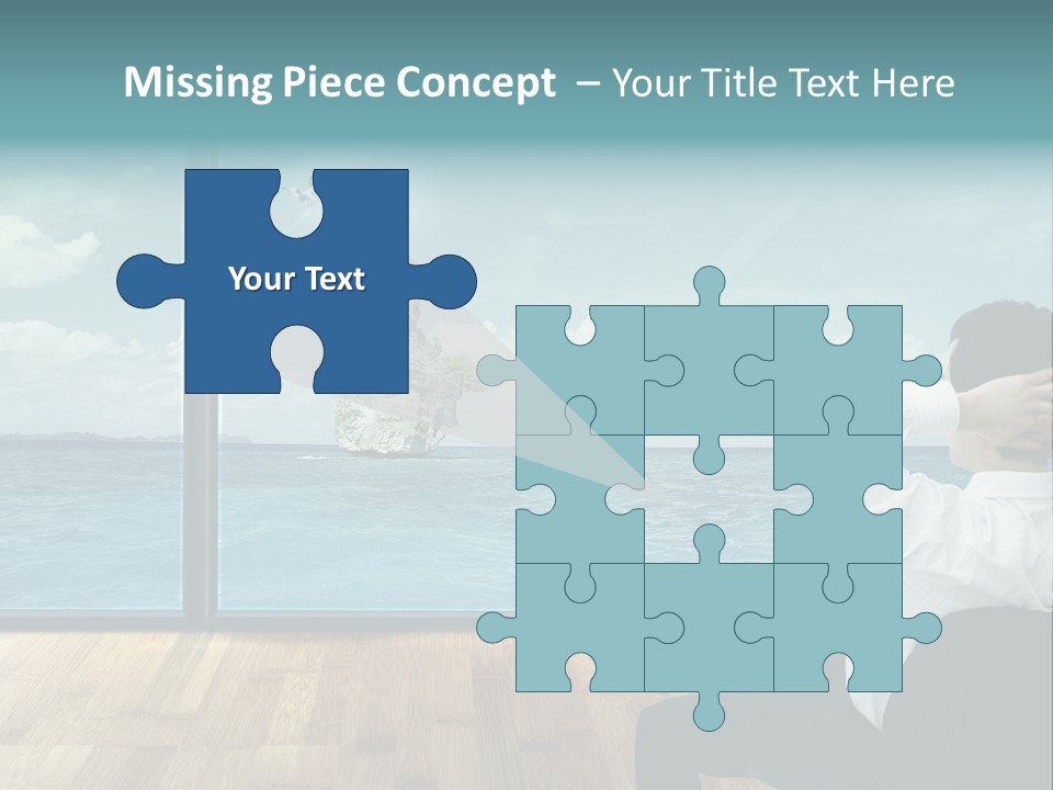 A Man Sitting On A Chair Looking Out At The Ocean PowerPoint Template