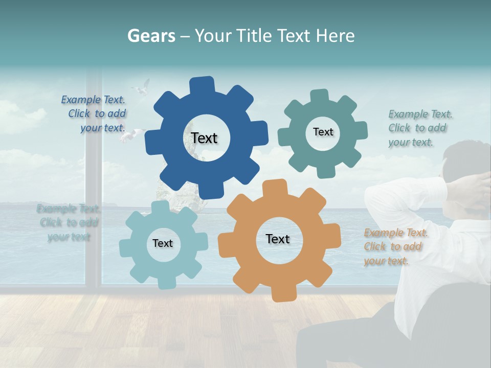 A Man Sitting On A Chair Looking Out At The Ocean PowerPoint Template