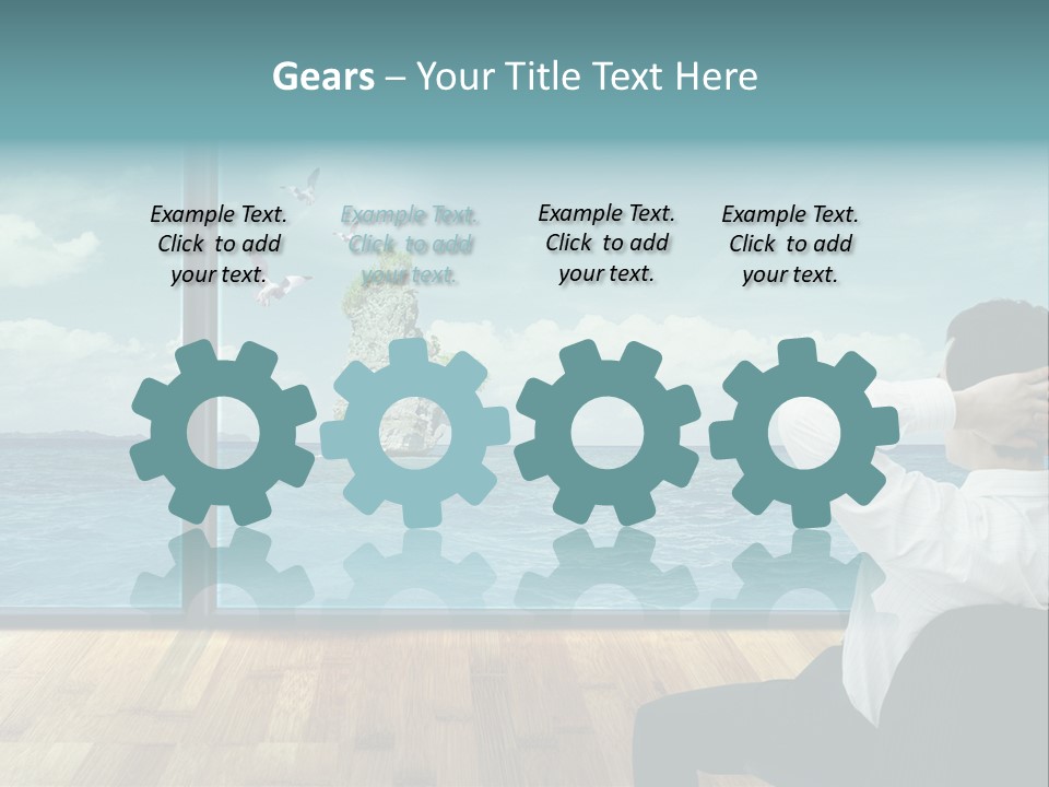 A Man Sitting On A Chair Looking Out At The Ocean PowerPoint Template