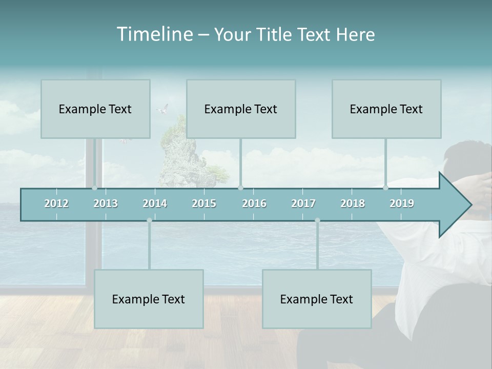 A Man Sitting On A Chair Looking Out At The Ocean PowerPoint Template