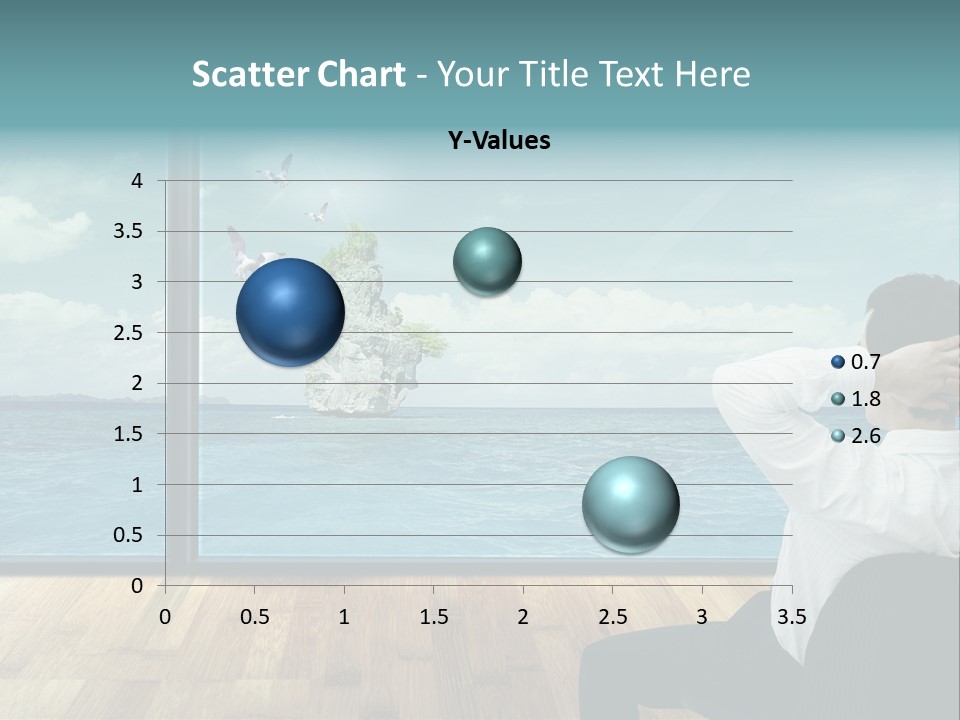 A Man Sitting On A Chair Looking Out At The Ocean PowerPoint Template