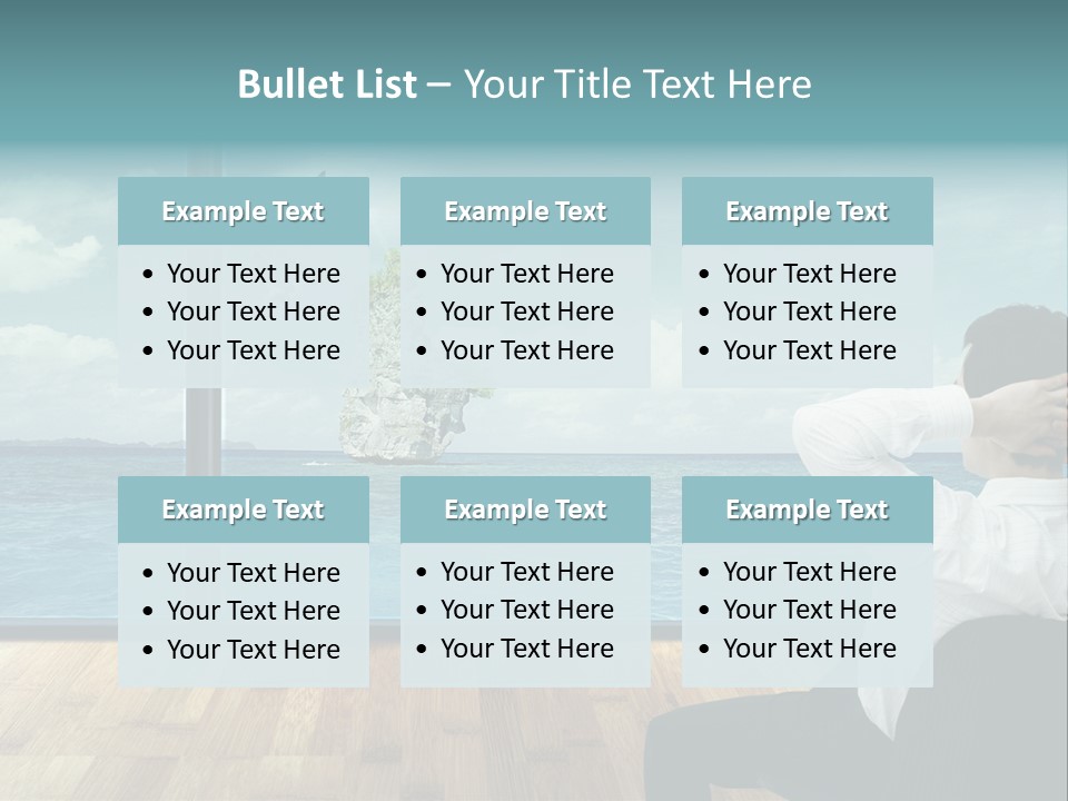 A Man Sitting On A Chair Looking Out At The Ocean PowerPoint Template