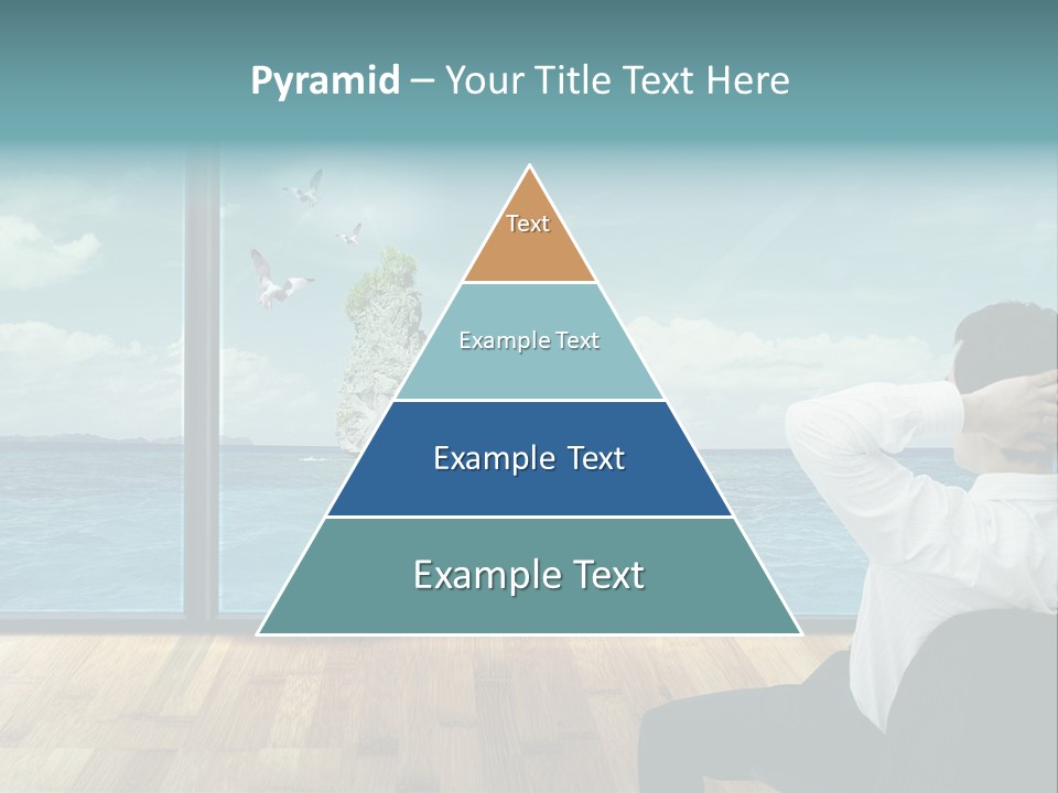 A Man Sitting On A Chair Looking Out At The Ocean PowerPoint Template