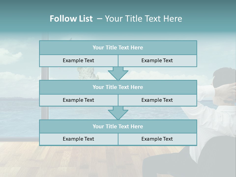 A Man Sitting On A Chair Looking Out At The Ocean PowerPoint Template