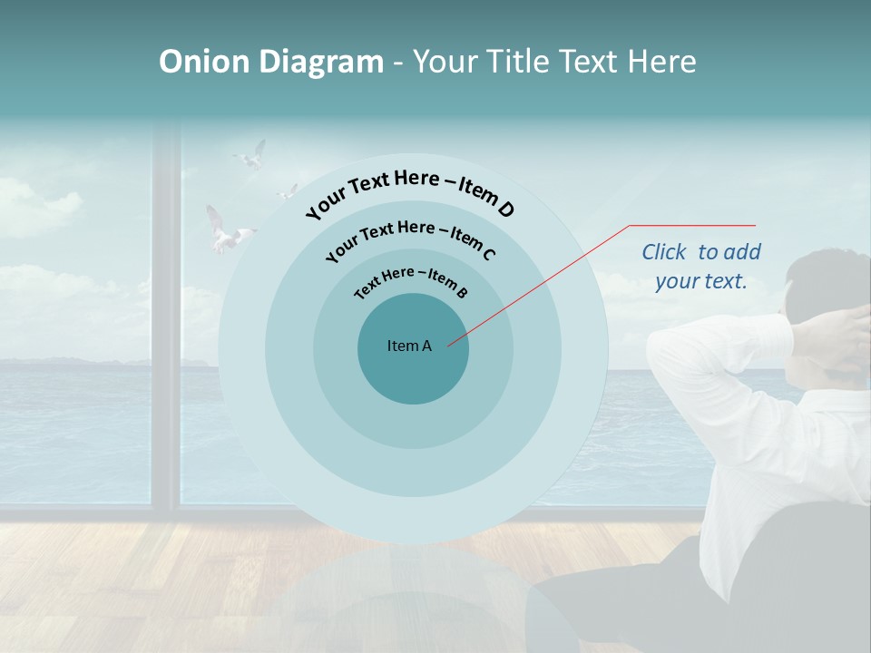 A Man Sitting On A Chair Looking Out At The Ocean PowerPoint Template