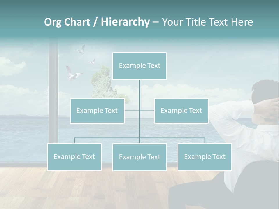 A Man Sitting On A Chair Looking Out At The Ocean PowerPoint Template