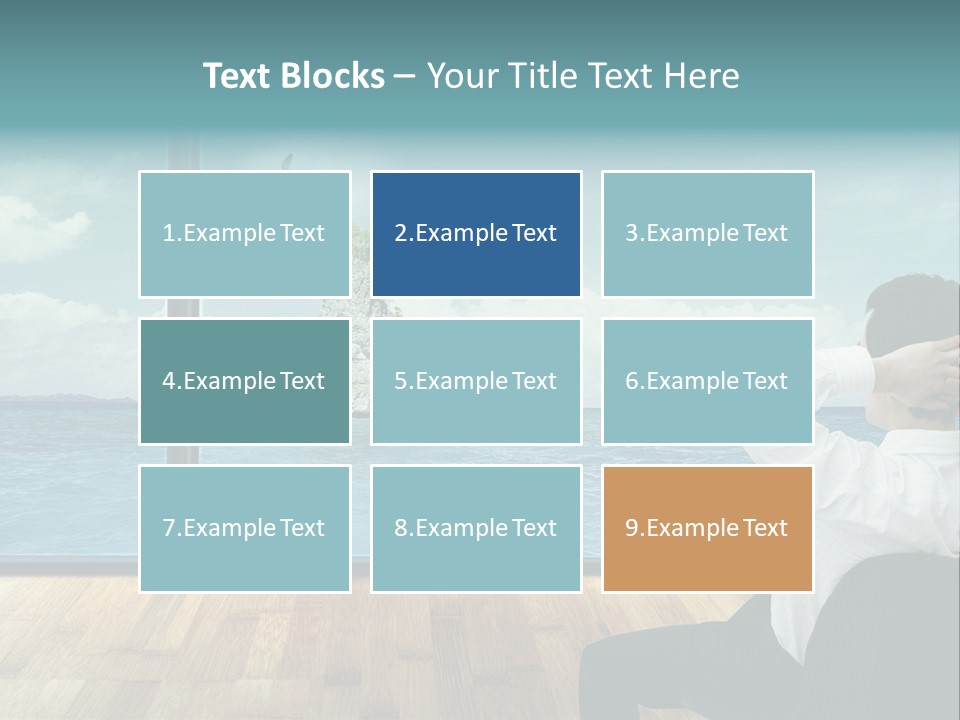 A Man Sitting On A Chair Looking Out At The Ocean PowerPoint Template
