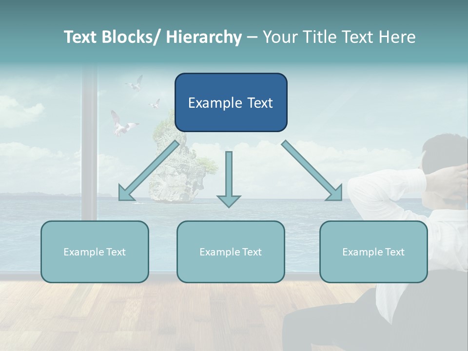 A Man Sitting On A Chair Looking Out At The Ocean PowerPoint Template