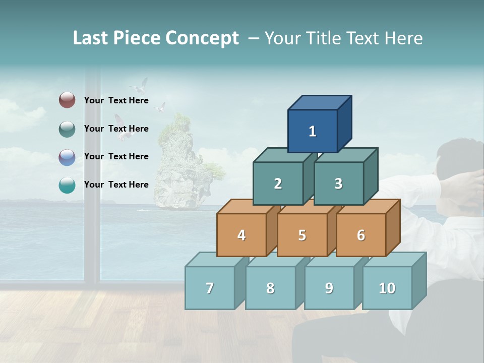 A Man Sitting On A Chair Looking Out At The Ocean PowerPoint Template