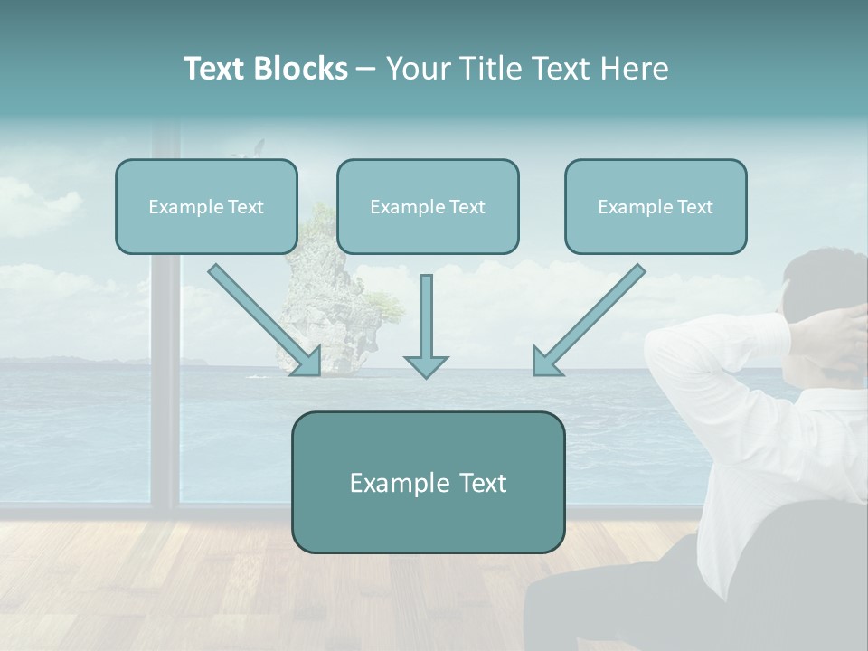 A Man Sitting On A Chair Looking Out At The Ocean PowerPoint Template