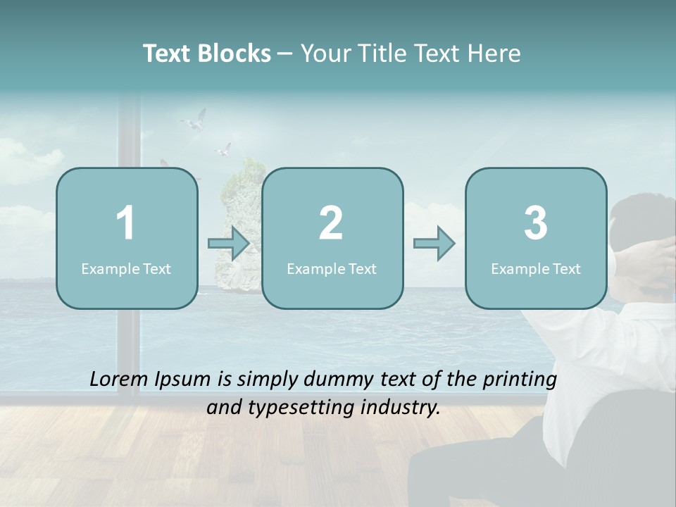 A Man Sitting On A Chair Looking Out At The Ocean PowerPoint Template