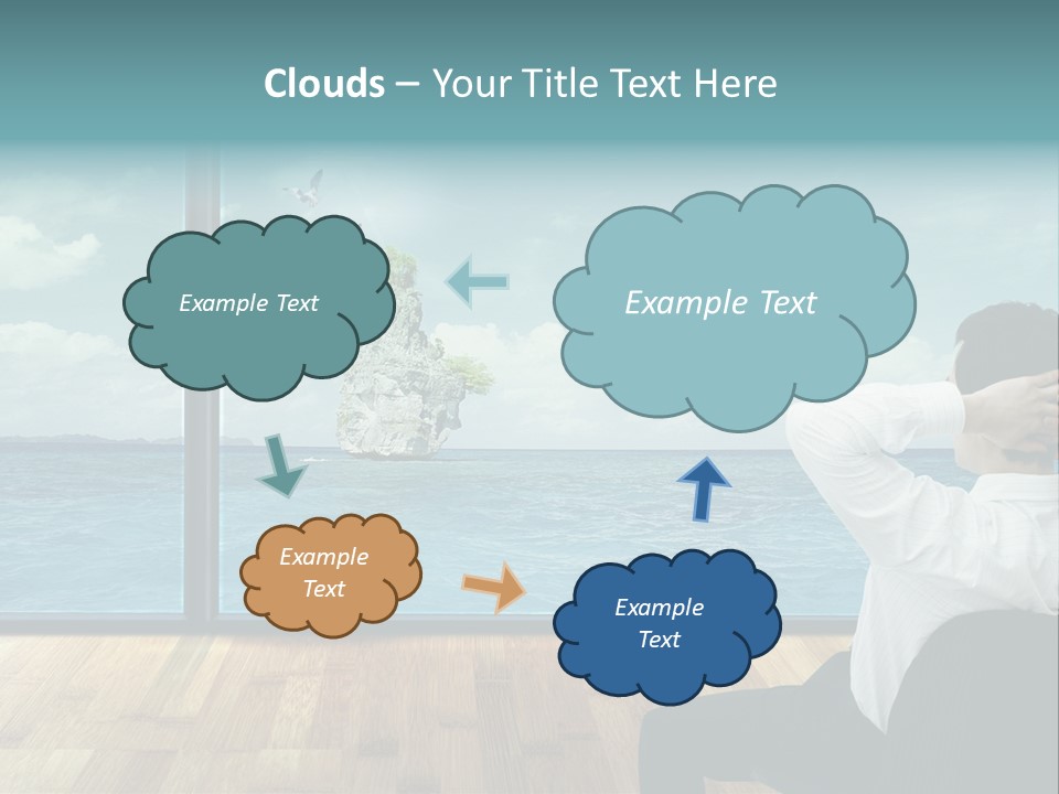 A Man Sitting On A Chair Looking Out At The Ocean PowerPoint Template