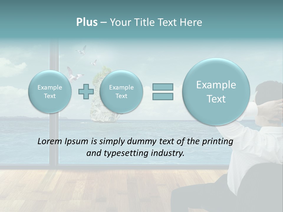A Man Sitting On A Chair Looking Out At The Ocean PowerPoint Template