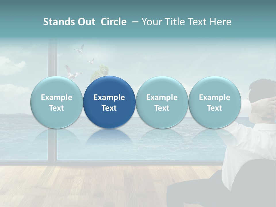 A Man Sitting On A Chair Looking Out At The Ocean PowerPoint Template
