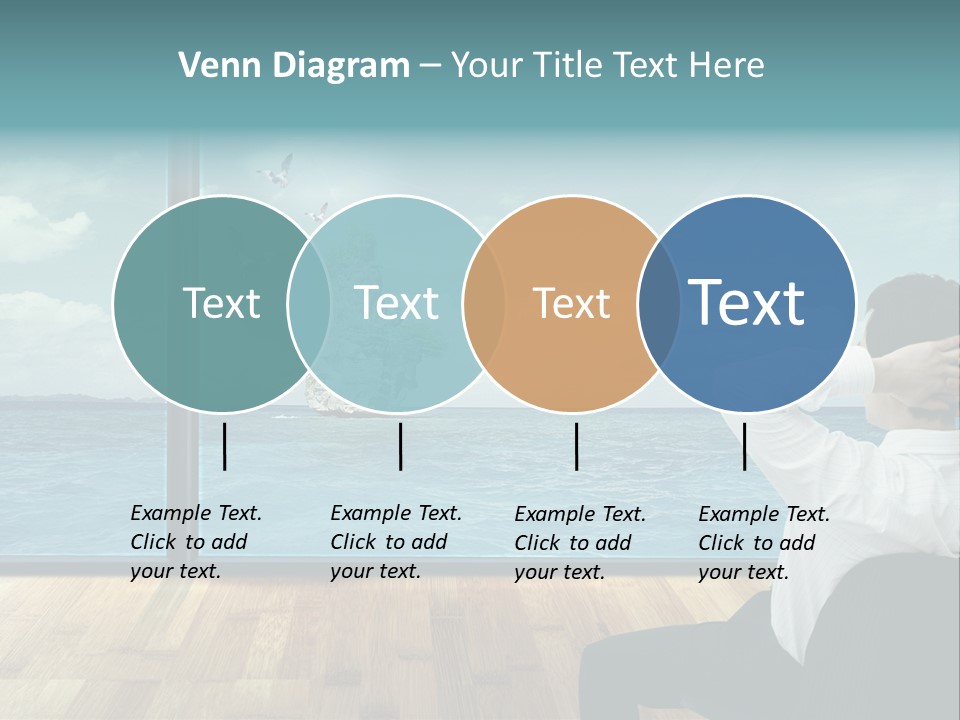 A Man Sitting On A Chair Looking Out At The Ocean PowerPoint Template