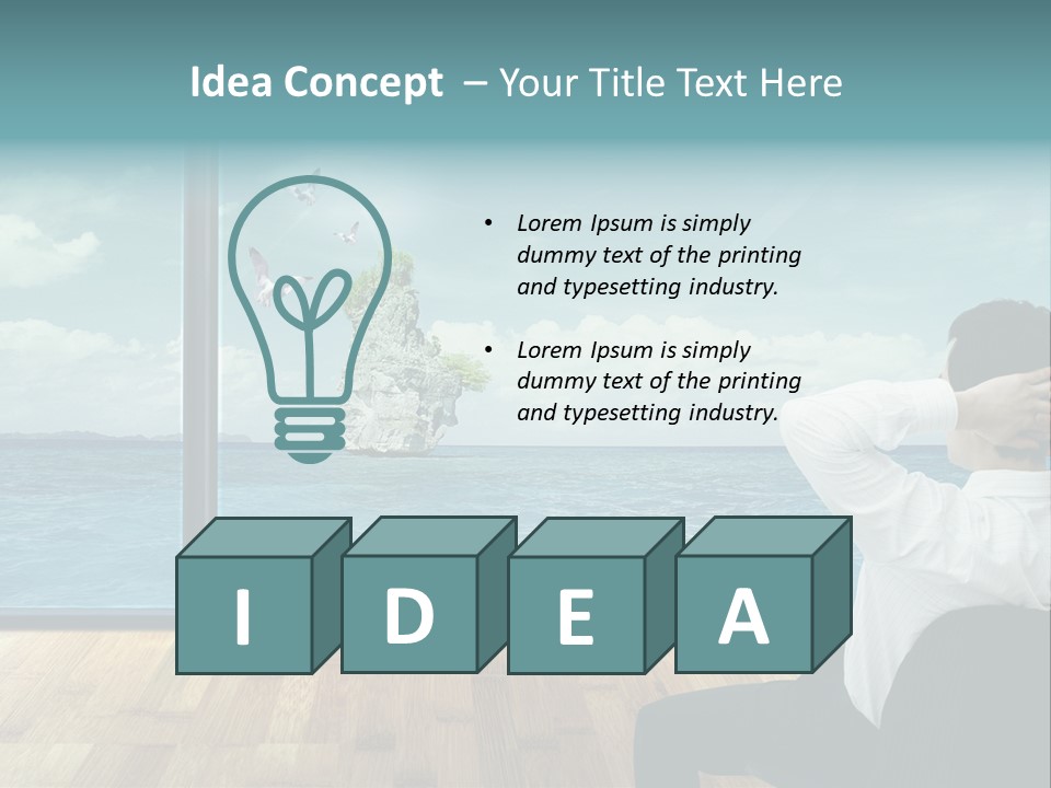 A Man Sitting On A Chair Looking Out At The Ocean PowerPoint Template