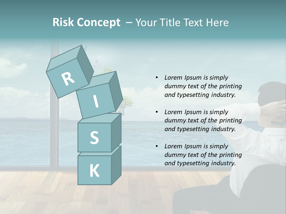 A Man Sitting On A Chair Looking Out At The Ocean PowerPoint Template