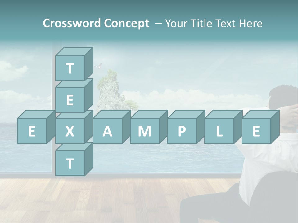 A Man Sitting On A Chair Looking Out At The Ocean PowerPoint Template