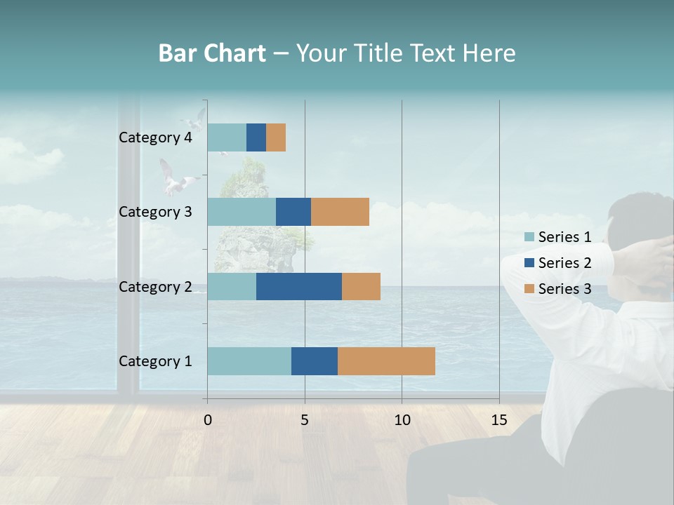 A Man Sitting On A Chair Looking Out At The Ocean PowerPoint Template