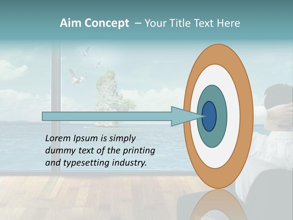 A Man Sitting On A Chair Looking Out At The Ocean PowerPoint Template