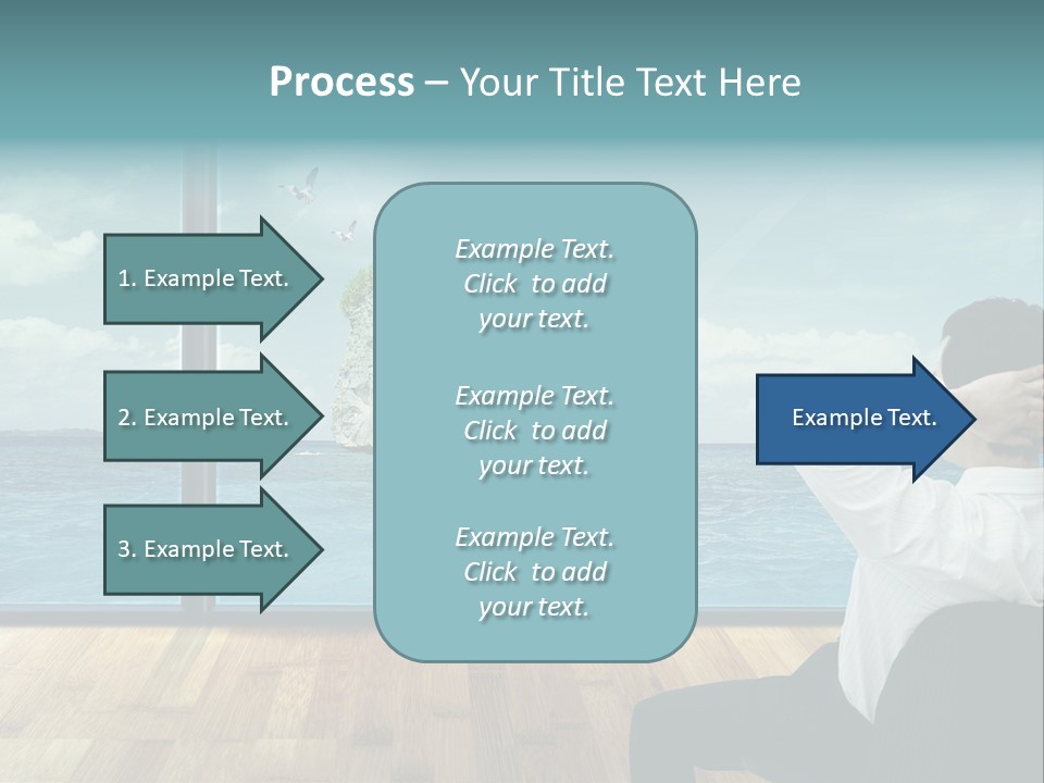 A Man Sitting On A Chair Looking Out At The Ocean PowerPoint Template