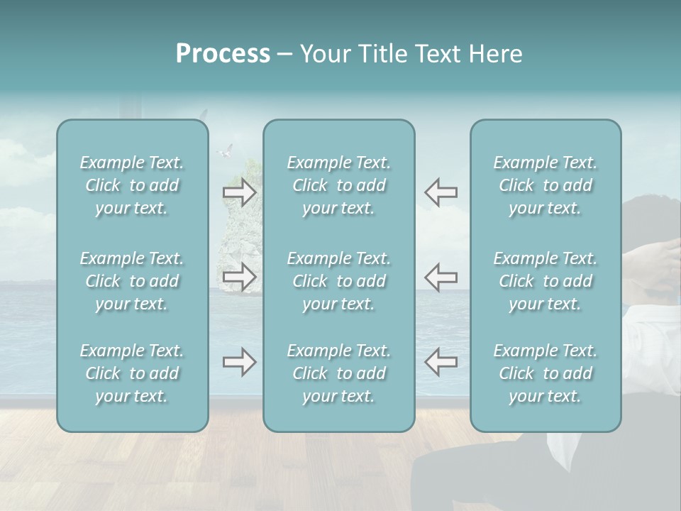 A Man Sitting On A Chair Looking Out At The Ocean PowerPoint Template