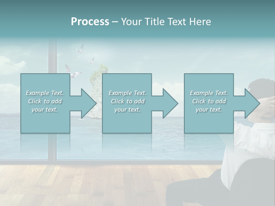 A Man Sitting On A Chair Looking Out At The Ocean PowerPoint Template