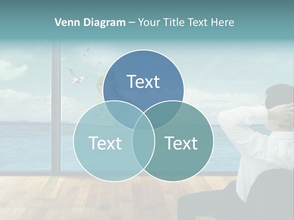 A Man Sitting On A Chair Looking Out At The Ocean PowerPoint Template