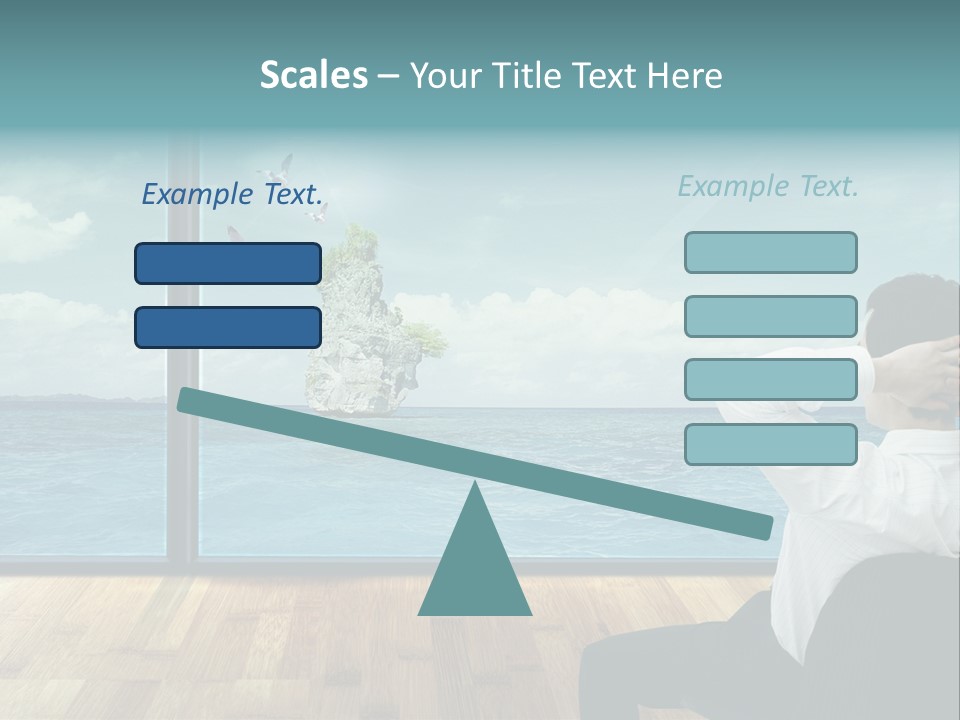 A Man Sitting On A Chair Looking Out At The Ocean PowerPoint Template