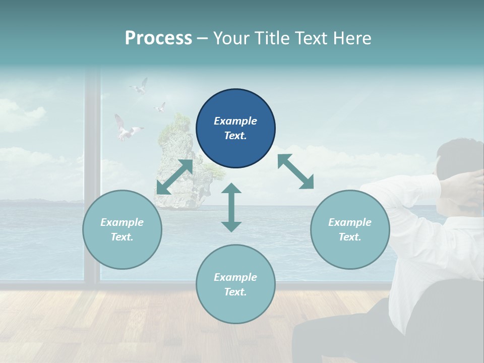 A Man Sitting On A Chair Looking Out At The Ocean PowerPoint Template