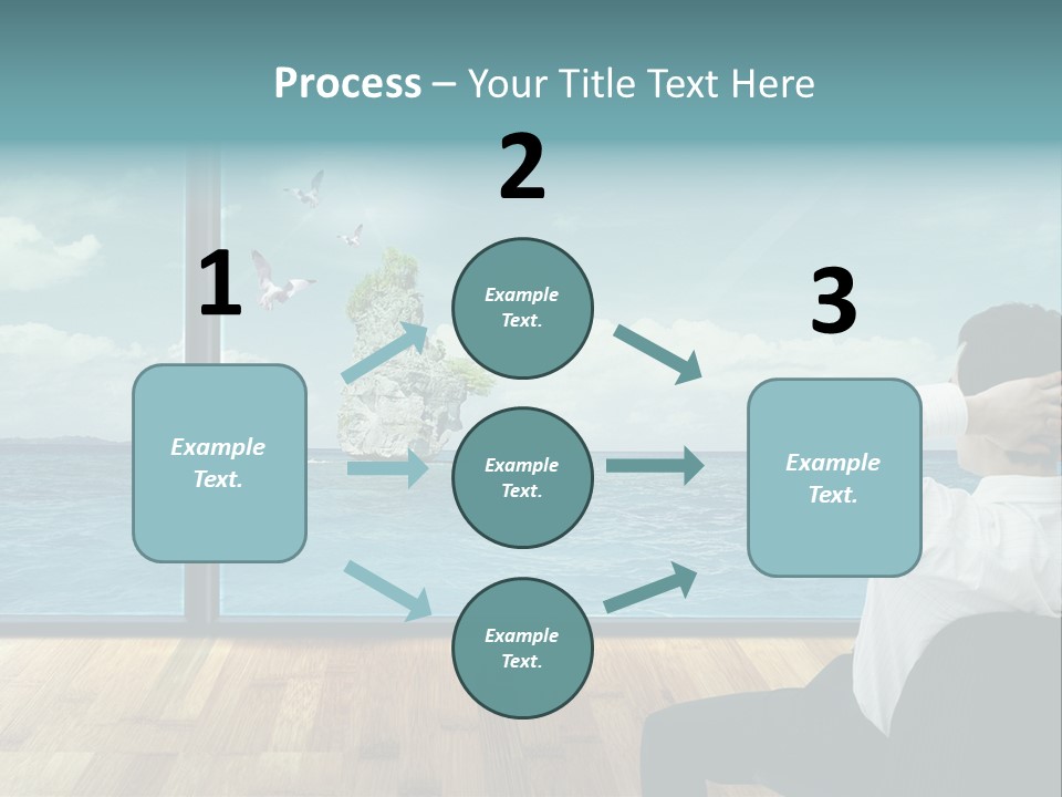 A Man Sitting On A Chair Looking Out At The Ocean PowerPoint Template