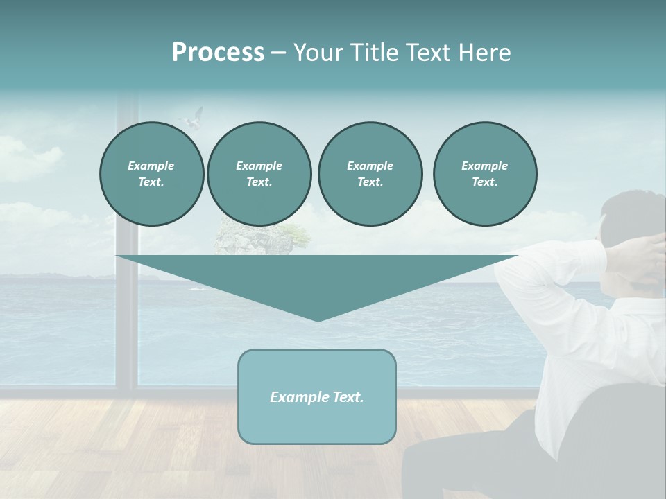 A Man Sitting On A Chair Looking Out At The Ocean PowerPoint Template