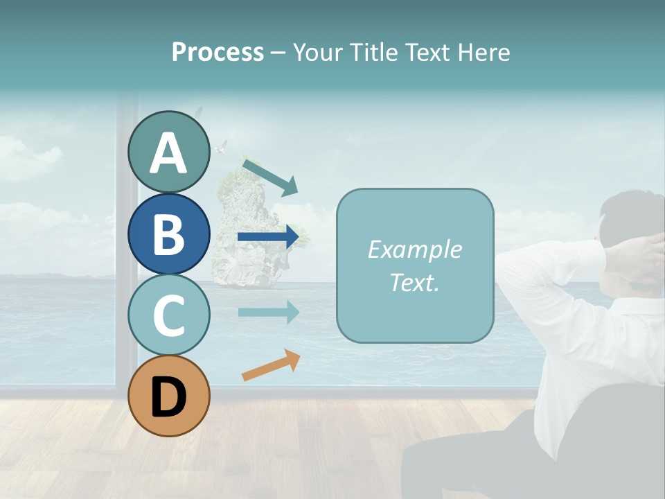 A Man Sitting On A Chair Looking Out At The Ocean PowerPoint Template