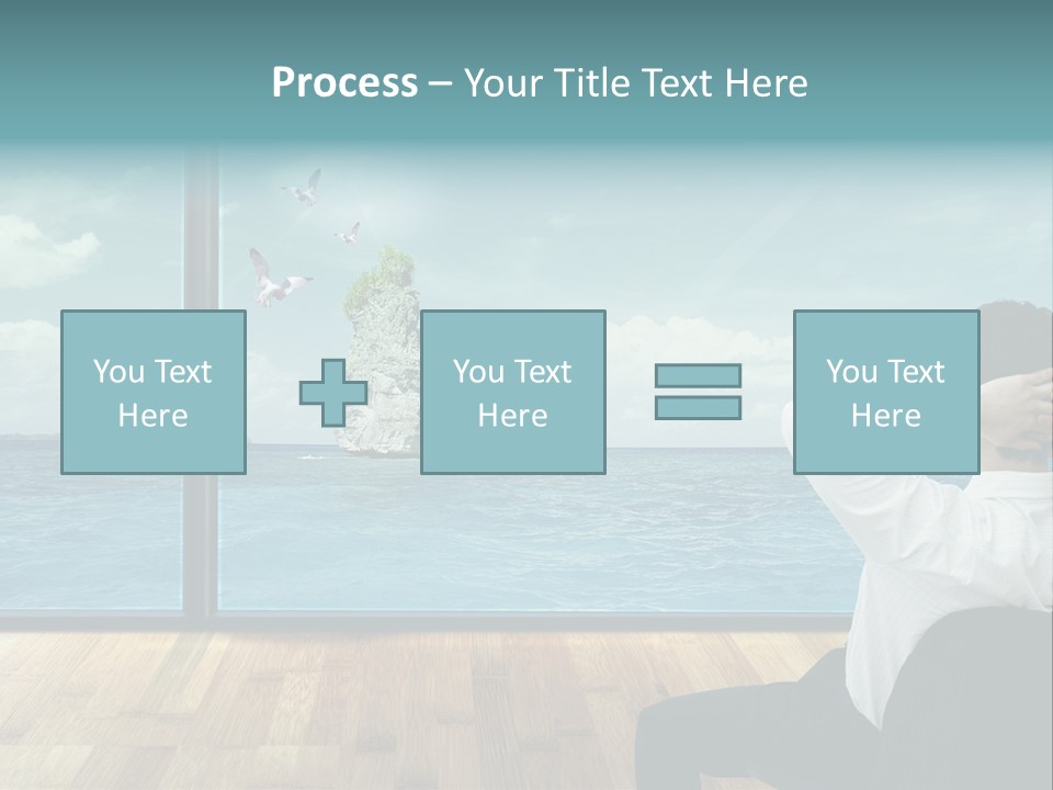 A Man Sitting On A Chair Looking Out At The Ocean PowerPoint Template