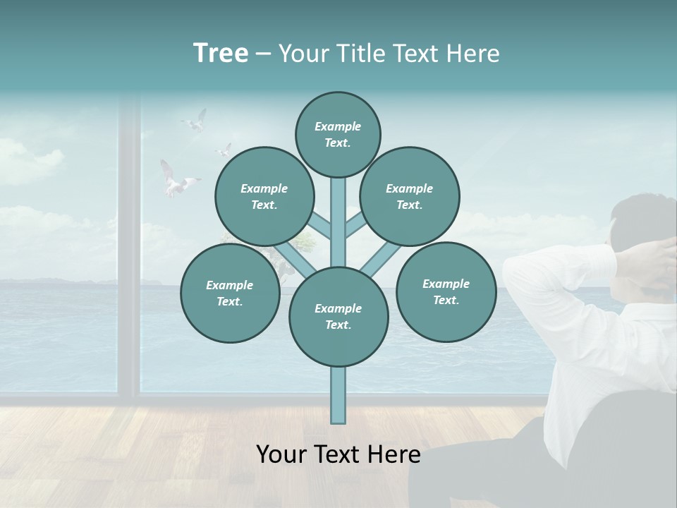 A Man Sitting On A Chair Looking Out At The Ocean PowerPoint Template