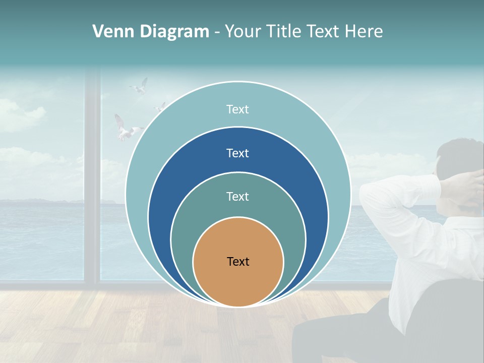 A Man Sitting On A Chair Looking Out At The Ocean PowerPoint Template