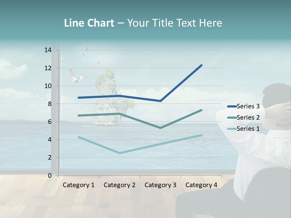 A Man Sitting On A Chair Looking Out At The Ocean PowerPoint Template