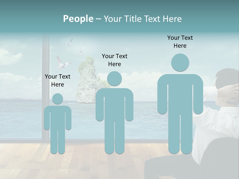A Man Sitting On A Chair Looking Out At The Ocean PowerPoint Template
