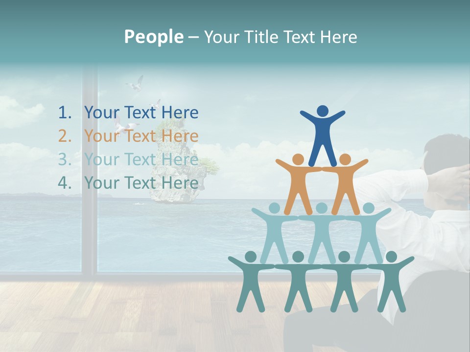 A Man Sitting On A Chair Looking Out At The Ocean PowerPoint Template