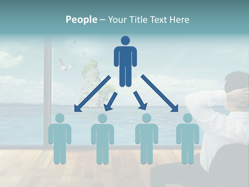A Man Sitting On A Chair Looking Out At The Ocean PowerPoint Template