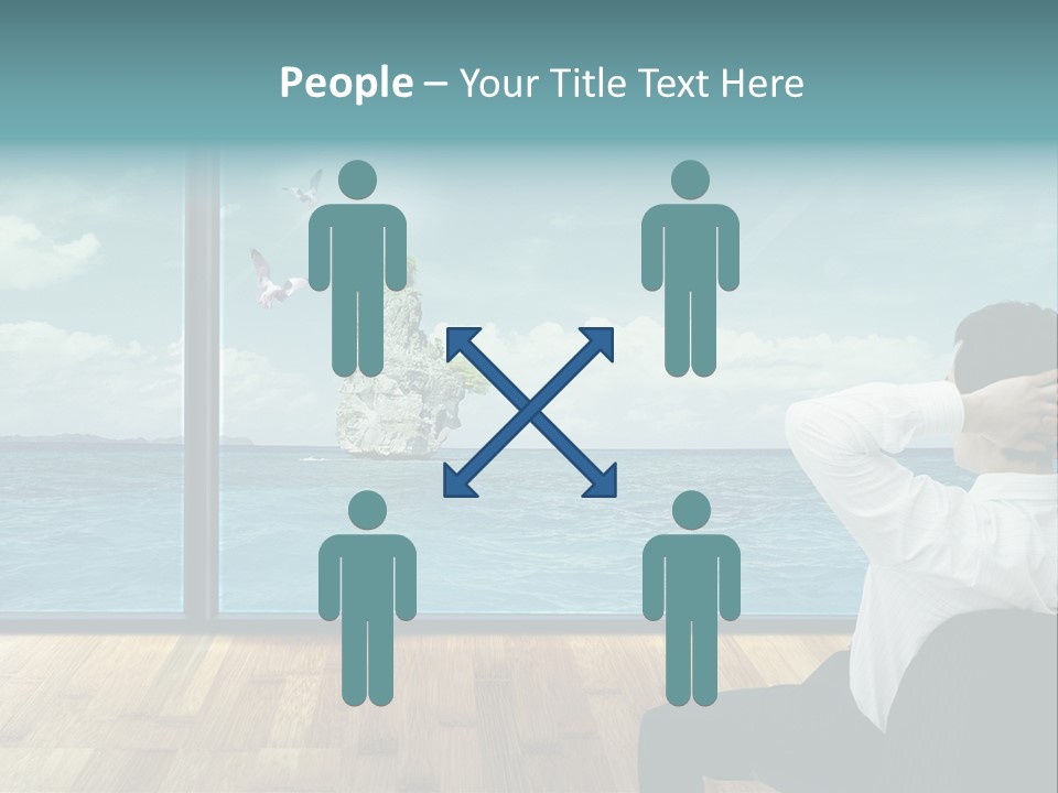 A Man Sitting On A Chair Looking Out At The Ocean PowerPoint Template